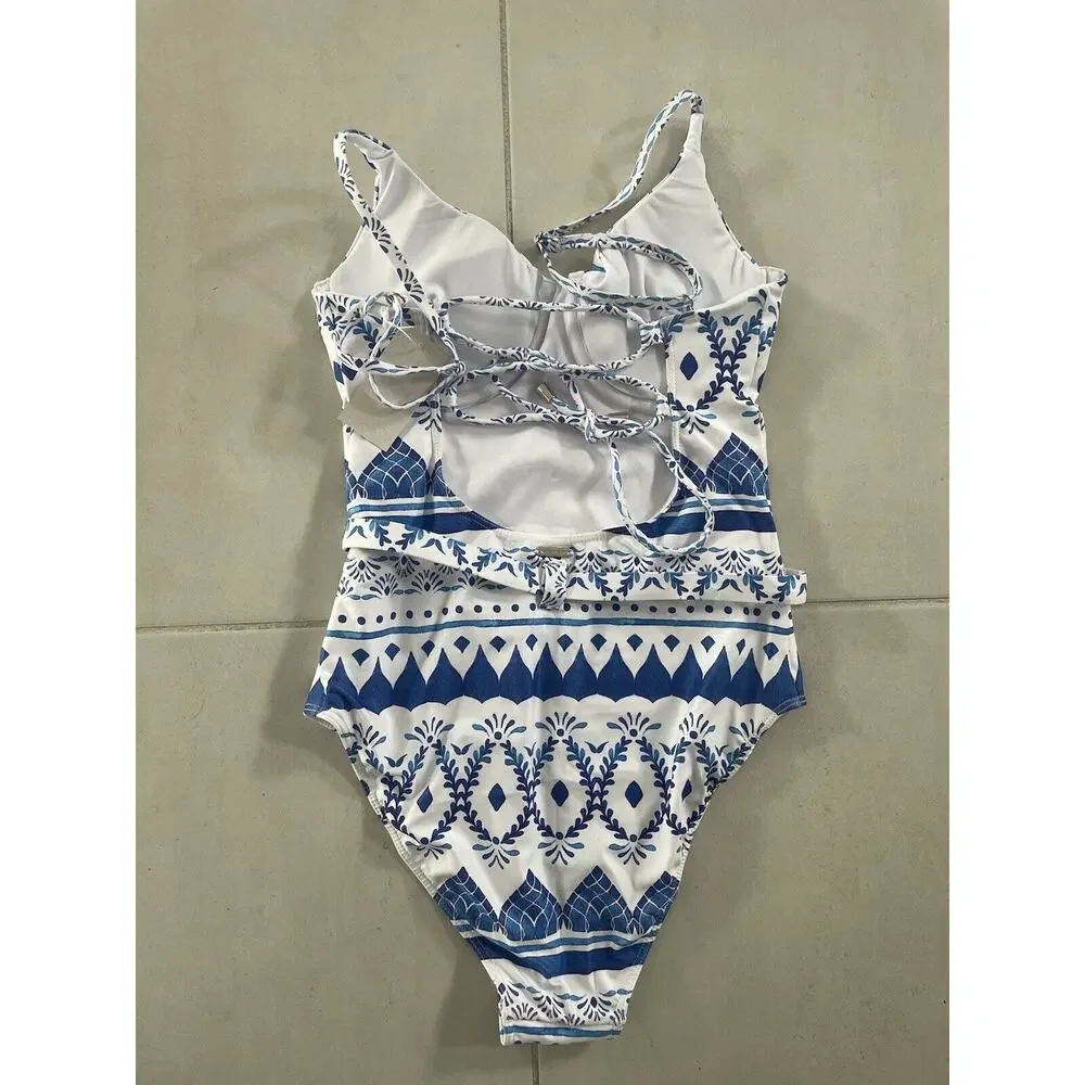 Kenny Flowers Swim  One Piece Swimsuit Belted Espana Swimwear ML Beach Summer